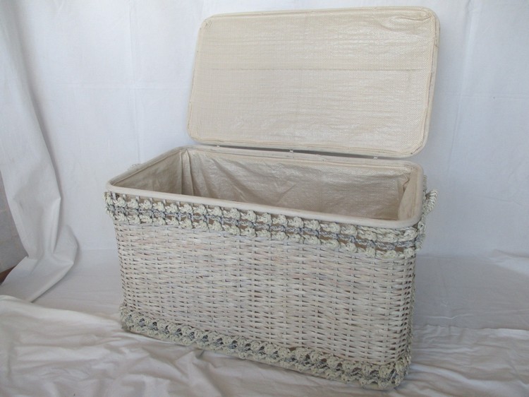 26-0057/2 CESTO PORTA BIANCHERIA IN VIMINI RATTAN CM 60X37X40 H